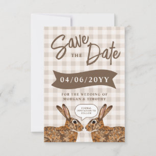 Whimsical Beige Wald Hase Kaninchen Save The Date