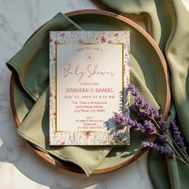 Whimsical Beige Wildblume Bunny Baby Dusche Einladung