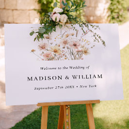 Whimsical Beige Wildblume Wedding Willkommenszeich Poster