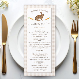 Whimsical Beige Woodland Hare Wedding Menu Card Menükarte