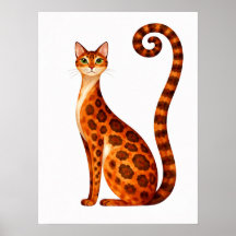 Whimsical Bengal-Katze Aquarell