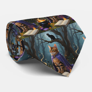Whimsical-Bengal-Katze-Halloween-Gemälde Krawatte