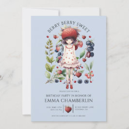 Whimsical Berry Sweet Girl's Birthday Party Einladung