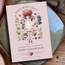 Whimsical Berry Sweet Girl's Birthday Party Einladung