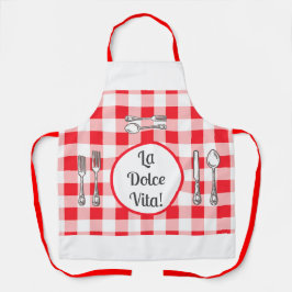 Whimsical Besteck Dolce Vita Rotkariert Unisex Schürze