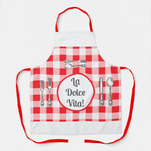 Whimsical Besteck Dolce Vita Rotkariert Unisex Schürze