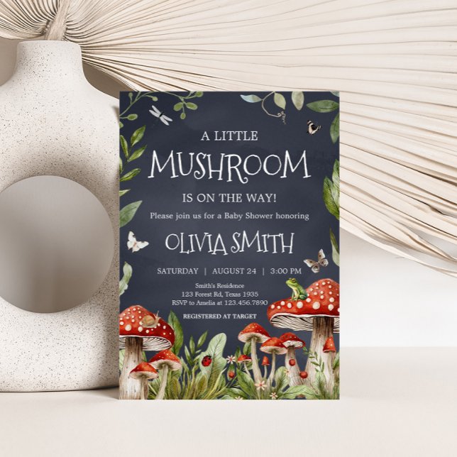 Whimsical bezaubernd Forest Mushroom Baby Dusche Einladung (Rustic Mushroom Baby Shower Invitation)