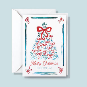 Whimsical bezaubernder vintage Weihnachtsbaum rote Feiertagskarte