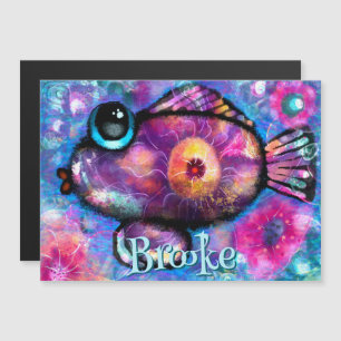 Whimsical Big-Eye Fish Personalisiert Magnet-Karte Magnetkarte