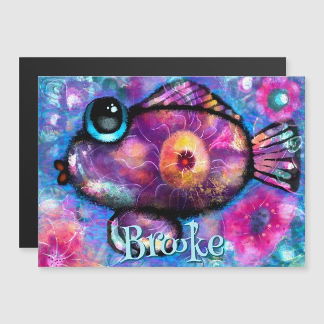 Whimsical Big-Eye Fish Personalisiert Magnet-Karte Magnetkarte (Vorne/Hinten)