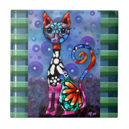 Whimsical Big-Eyed Funky Abstract Kitty Cat Fliese
