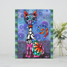 Whimsical Big-Eyed Funky Kitty Cat Scrapbook Paper