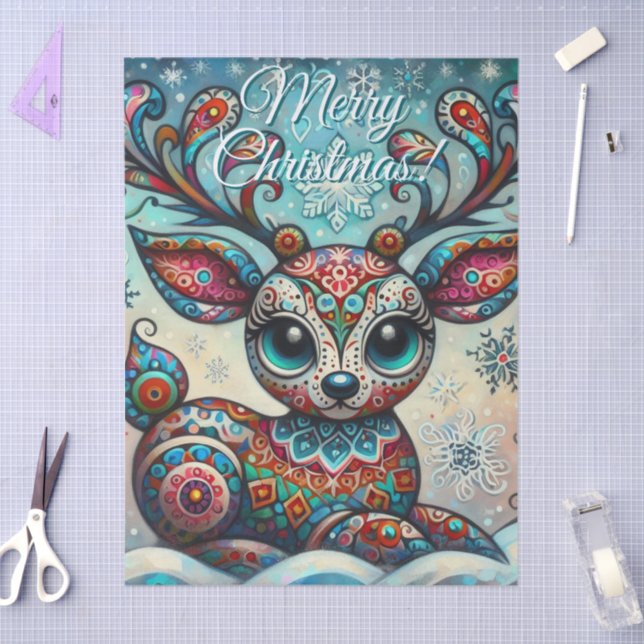 Whimsical Big Eyes Weihnachtsmann Dekoupage Seidenpapier (Basteln)