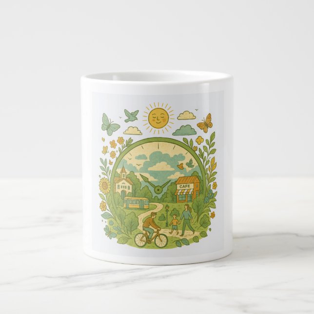 Whimsical Bike Riding Jumbo-Tasse (Vorderseite)