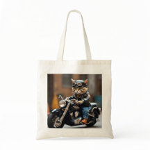 Whimsical Biker Cat Tasche