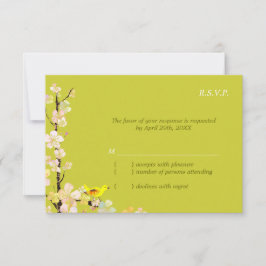 Whimsical Bird Apple Green Wedding RSVP