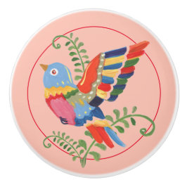Whimsical Bird farbenfrohe Folk Rustikales Kinderz Keramikknauf