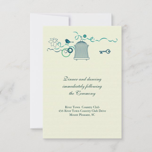 Whimsical Birdcage Wedding Response Card Einladung (Vorderseite)