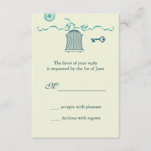 Whimsical Birdcage Wedding RSVP Card Karte