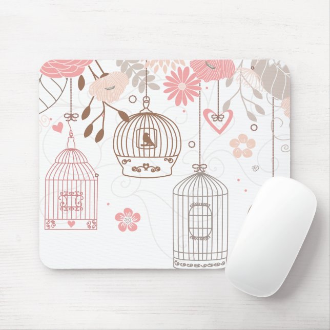 Whimsical Birdcages Mousepad (Mit Mouse)