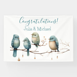 Whimsical Birds on Branches Pastel Baby Shower Banner