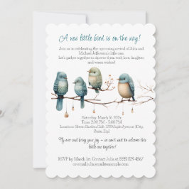 Whimsical Birds on Branches Pastel Baby Shower Einladung