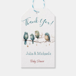 Whimsical Birds on Branches Pastel Baby Shower Geschenkanhänger