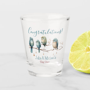 Whimsical Birds on Branches Pastel Baby Shower Schnapsglas