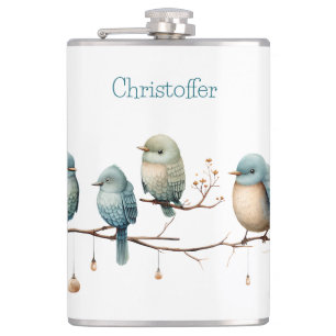 Whimsical Birds on Branches Zeitlose Eleganz Flachmann