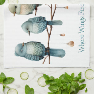 Whimsical Birds on Branches Zeitlose Eleganz Geschirrtuch