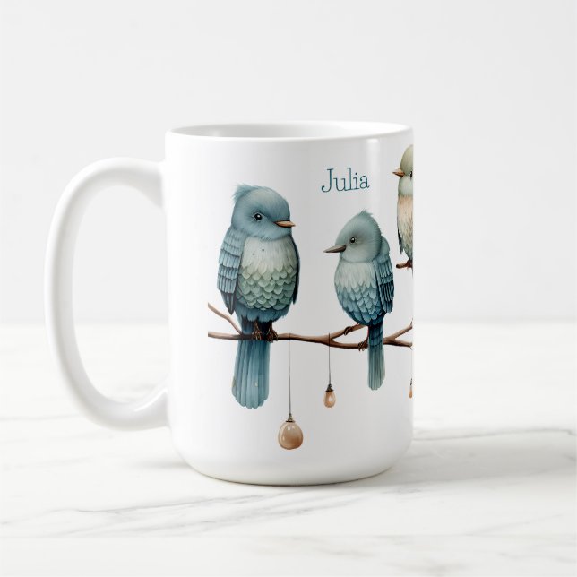 Whimsical Birds on Branches Zeitlose Eleganz Kaffeetasse (Links)