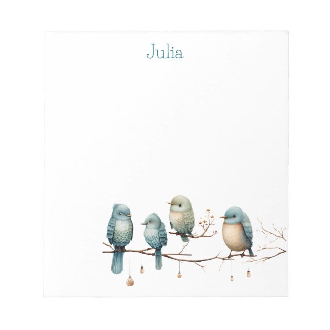Whimsical Birds on Branches Zeitlose Eleganz Notizblock (Vorderseite)