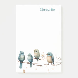 Whimsical Birds on Branches Zeitlose Eleganz Post-it Klebezettel