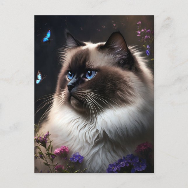 Whimsical Birman Cat Postcard Postkarte (Vorderseite)