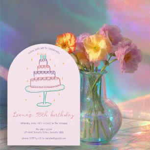 Whimsical Birthday Cake Custom Colorful Party Arch Einladung