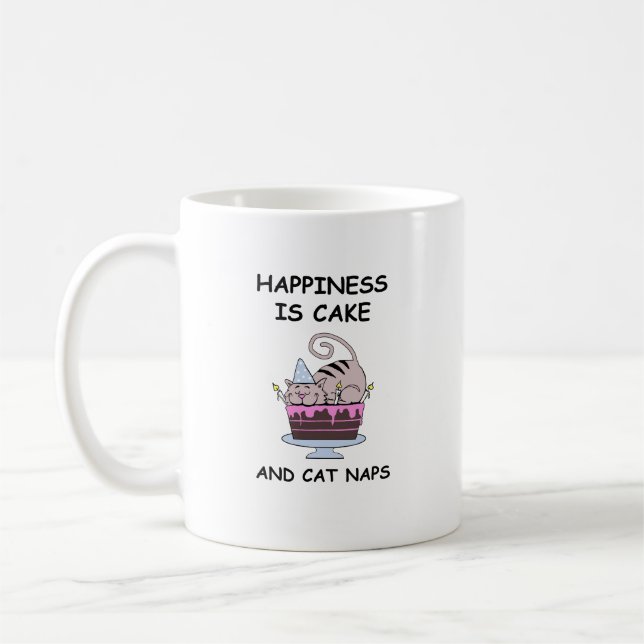 Whimsical Birthday Cat Kaffeetasse (Links)