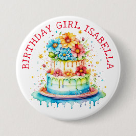 Whimsical Birthday Girl Button