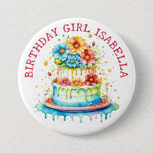 Whimsical Birthday Girl Button