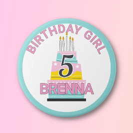 Whimsical Birthday Girl Kind's Party Button