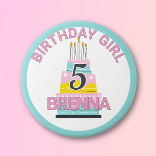 Whimsical Birthday Girl Kind's Party Button