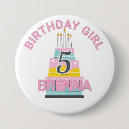 Whimsical Birthday Girl Kind's Party Button
