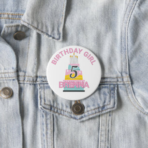 Whimsical Birthday Girl Kind's Party Button
