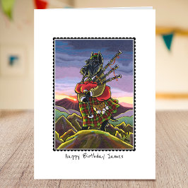 Whimsical Birthday Scottie Bagpipe Grußkarte Karte