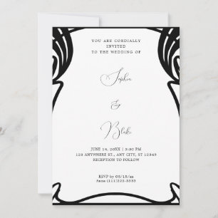 Whimsical Black and White Art Deco Hochzeit Einladung