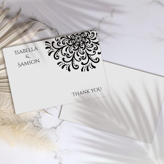 Whimsical Black and White Blüh Danke Karte (Von Creator hochgeladen)