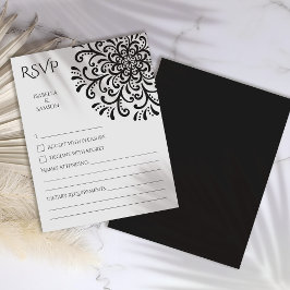Whimsical Black and White Blüh RSVP Card