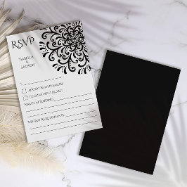 Whimsical Black and White Blüh RSVP Card