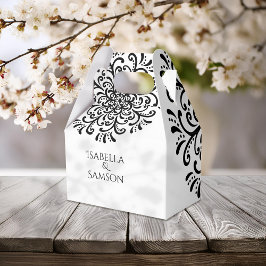 Whimsical Black and White Blüh Wedding Geschenkschachtel
