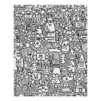 "Whimsical Black and White Doodle Art Poster