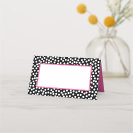 Whimsical Black and White Polka Punkte mit rosa Platzkarte